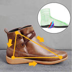 Bota Feminina de Couro Ecológico Cano Curto Impermeável.