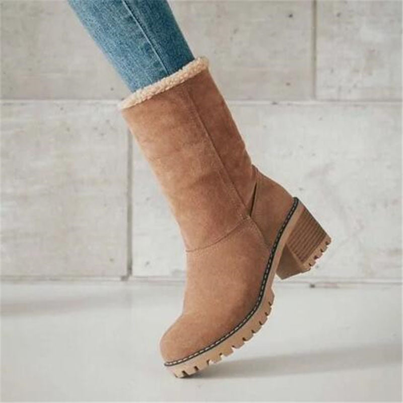 Bota Feminina de Inverno Forrada em Lã com Solado Antiderrapante