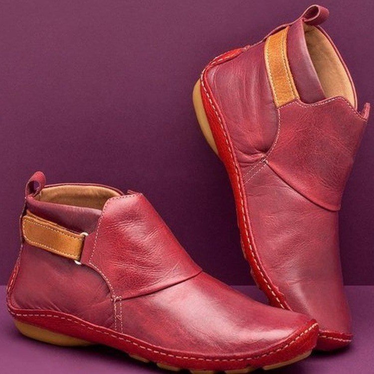 Bota Feminina de Couro Impermeável Cano Curto