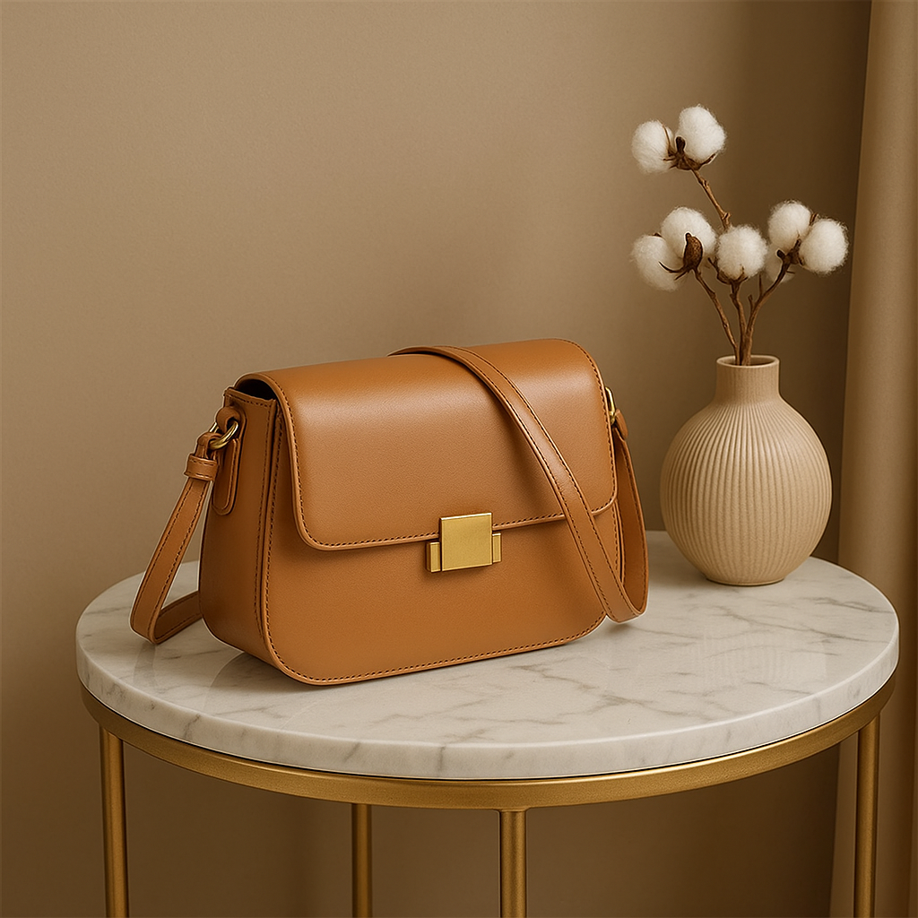 Bolsa Transversal Feminina em PU Rígido com Design Vintage Atemporal