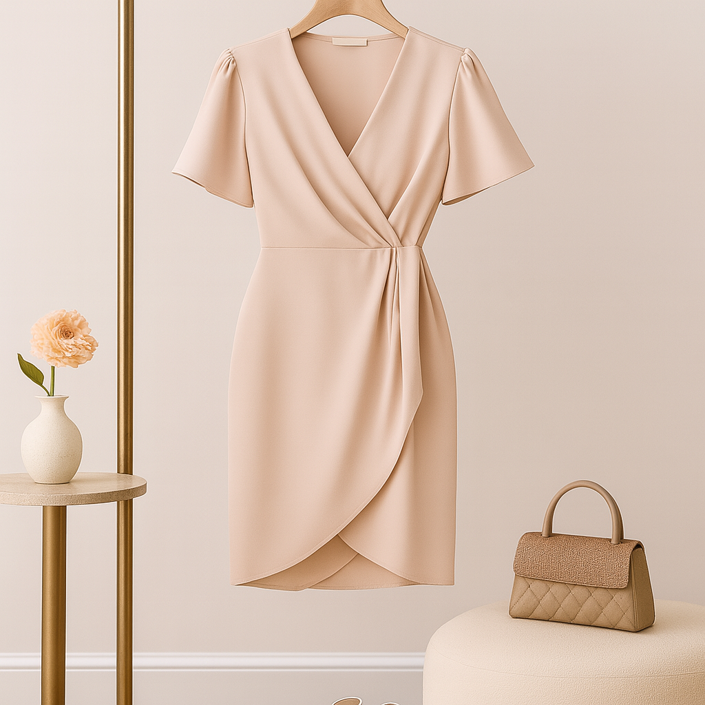 Vestido Plissado de Verão Ajustado à Cintura