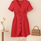 Vestido Feminino Estrela A com Decote em V.