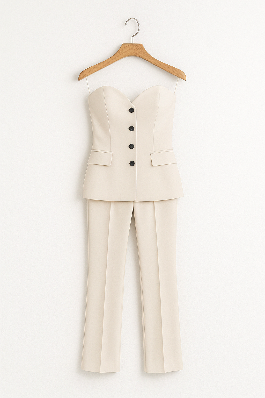 Garb Notte Elegante – Conjunto Feminino Sem Alças com Calça de Fenda 2025.