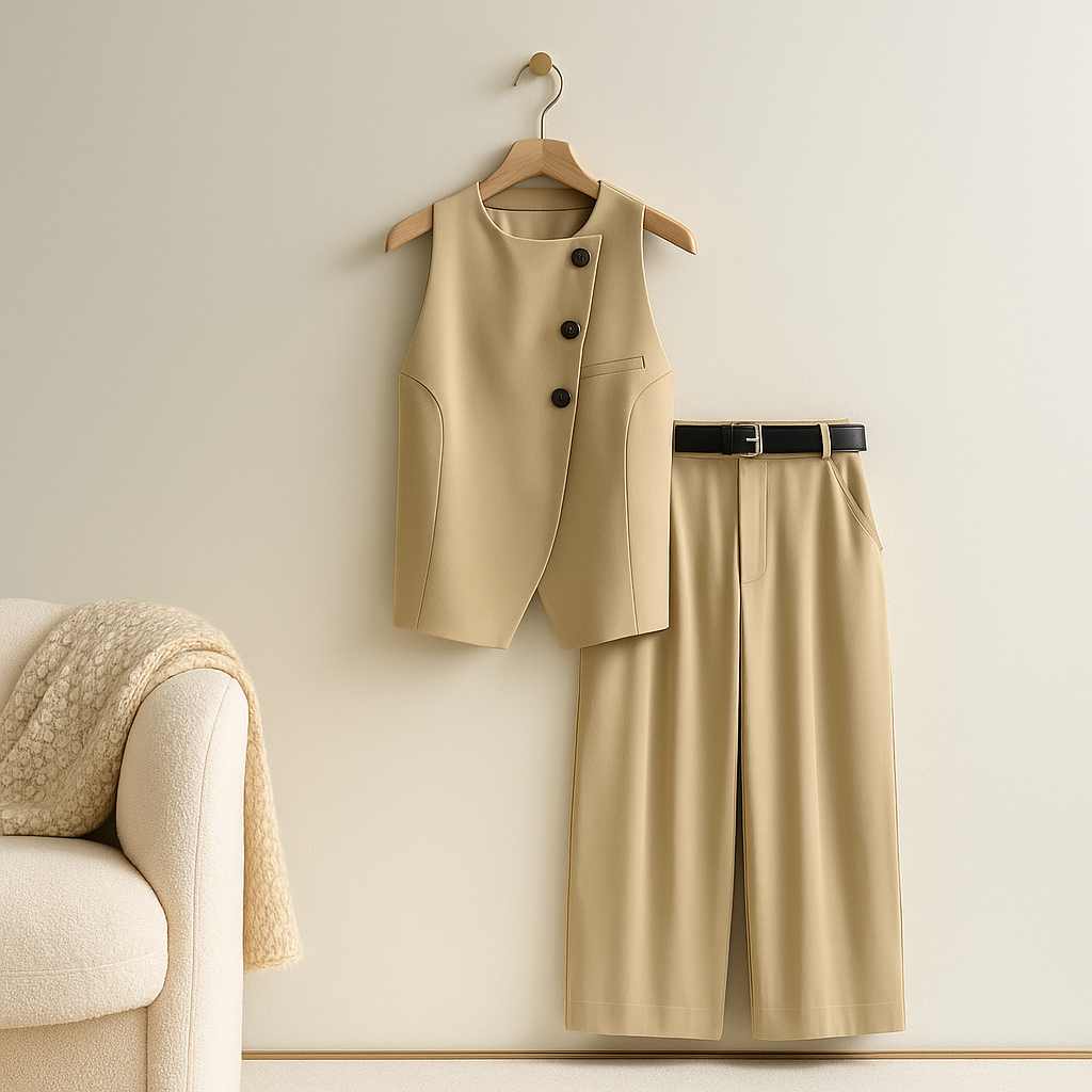 Garb Alba Solare – Conjunto Feminino Casual de Duas Peças Outono 2025.