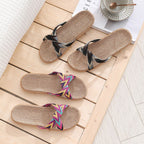 Sandália Feminina de Verão com Faixas Cruzadas em Cânhamo Luxuoso