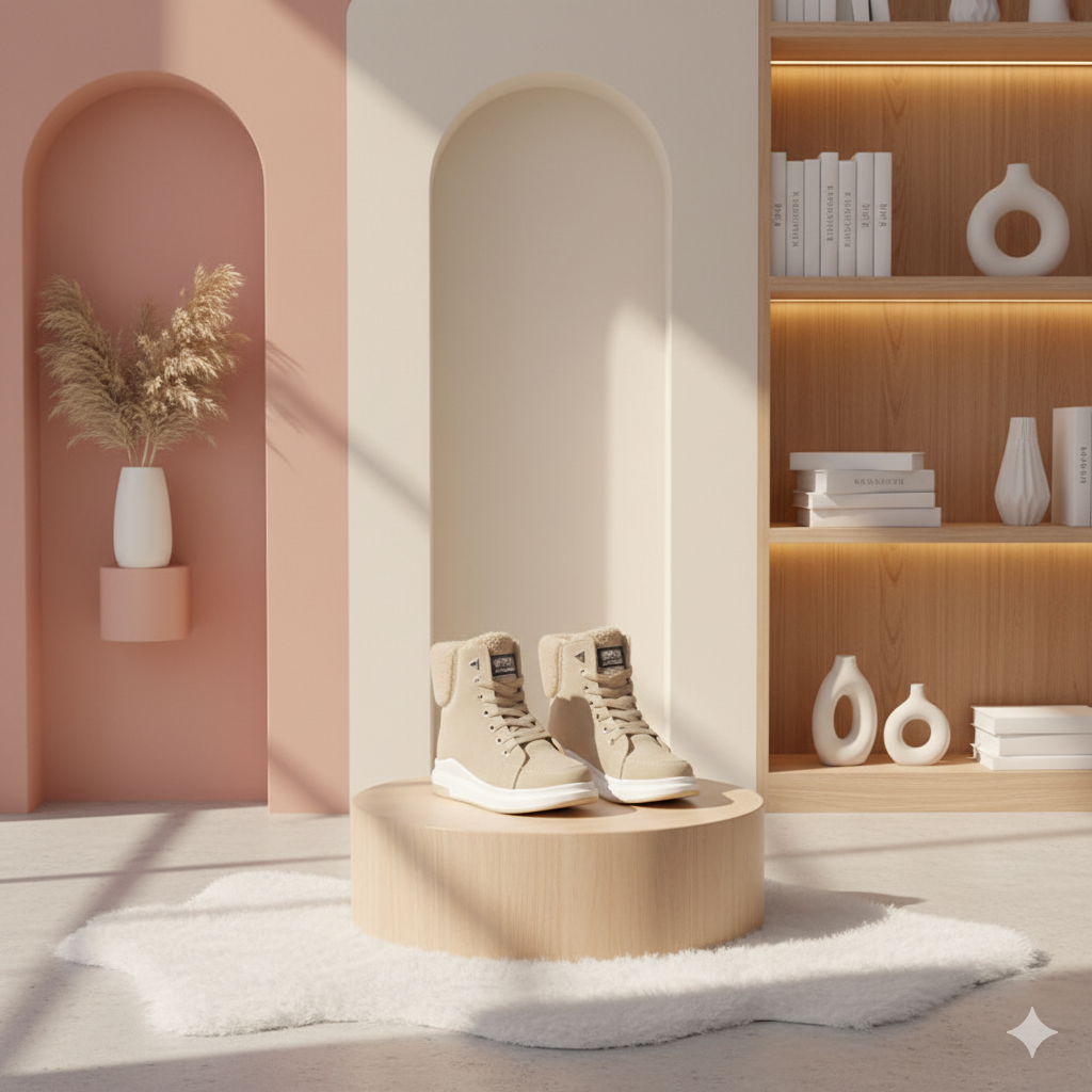 Bota Feminina Cano-Alto Aveludada de Luxo.