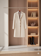 Trench Coat Feminino em Tecido Premium Penteado com Gola Dobrada