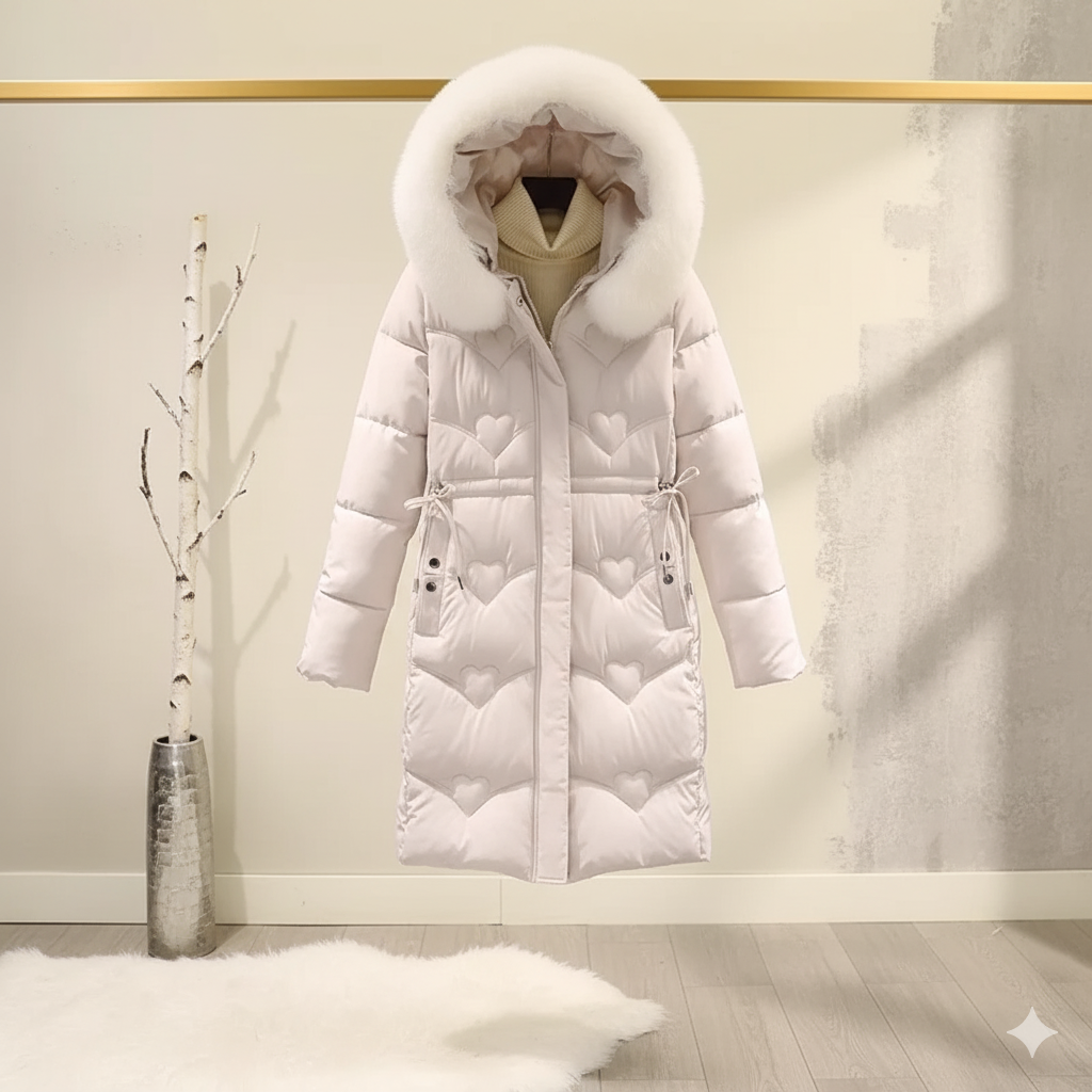 Casaco Feminino Acolchoado com Gola Alta e Capuz Integrado.