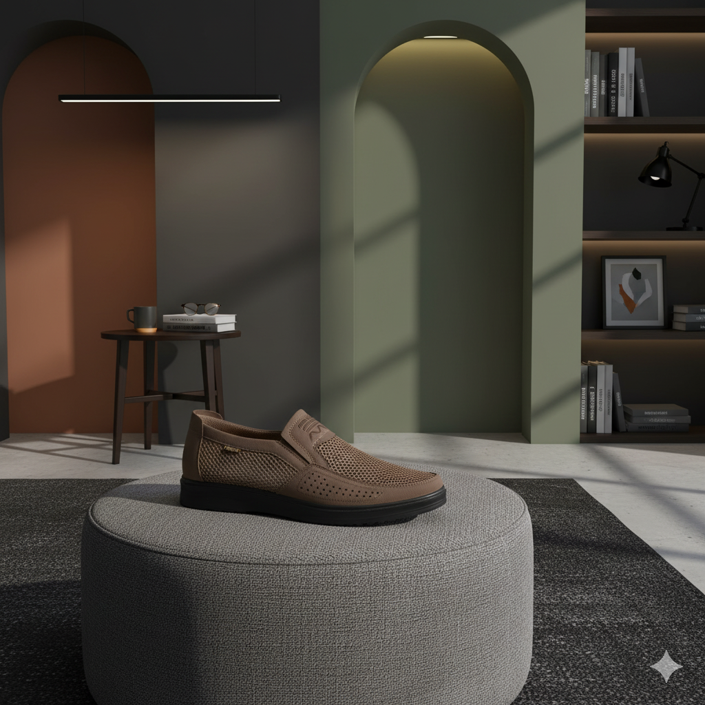 Mocassim Masculino de Malha Respirável com Solado Antiderrapante