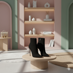 Botas Femininas de Salto Fino em Camurça Flocada