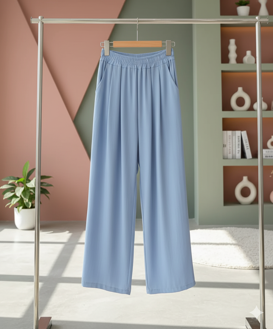 Garb Aria Luminosa – Calça Feminina de Verão em Tecido Fluido e Cintura Elástica.