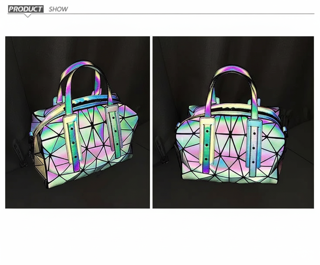 Bolsa Feminina Dobrável com Efeito Luminoso e Design Versátil.