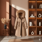 Casaco Feminino Slim de Lã com Patchwork Elegante.