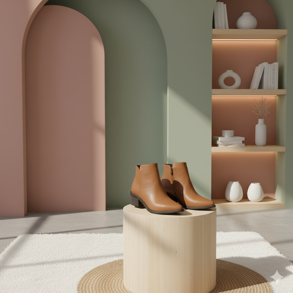 Botas Femininas de Couro Legítimo.