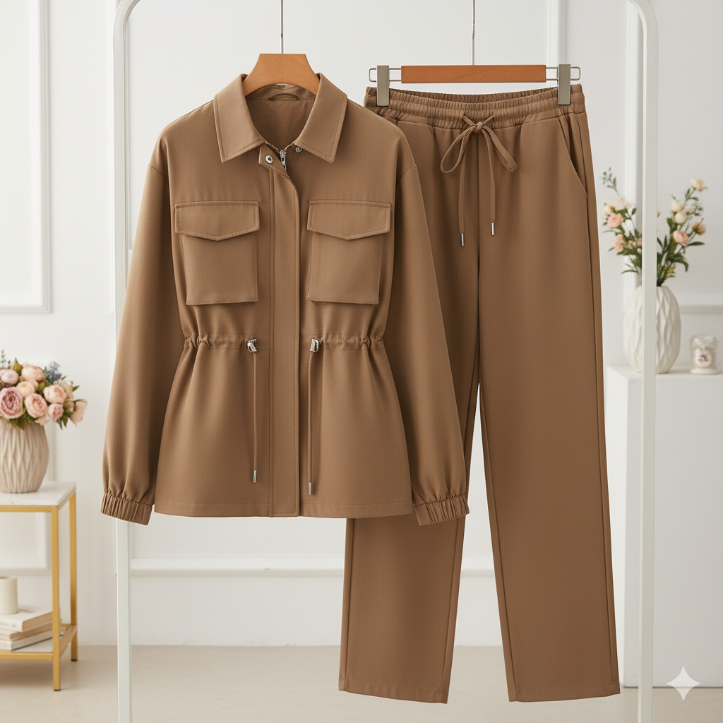 Garb Alta Moda – Conjunto Feminino Casaco e Calça de Luxo.