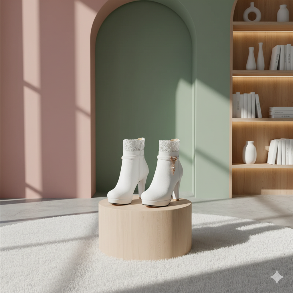 Botas de Salto Alto Femininas com Renda