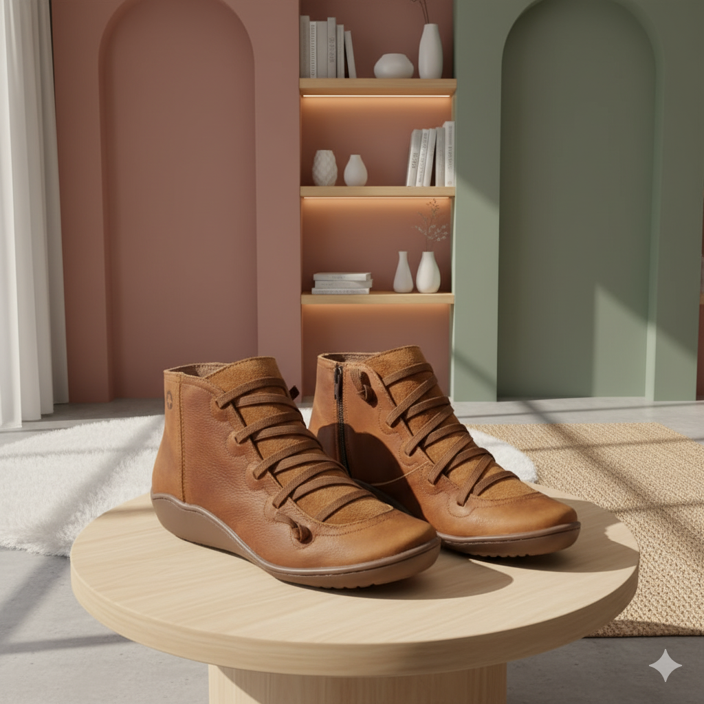 Garb Inverno Romano – Botas Femininas Chelsea em Couro Genuíno com Pelo e Cadarço.