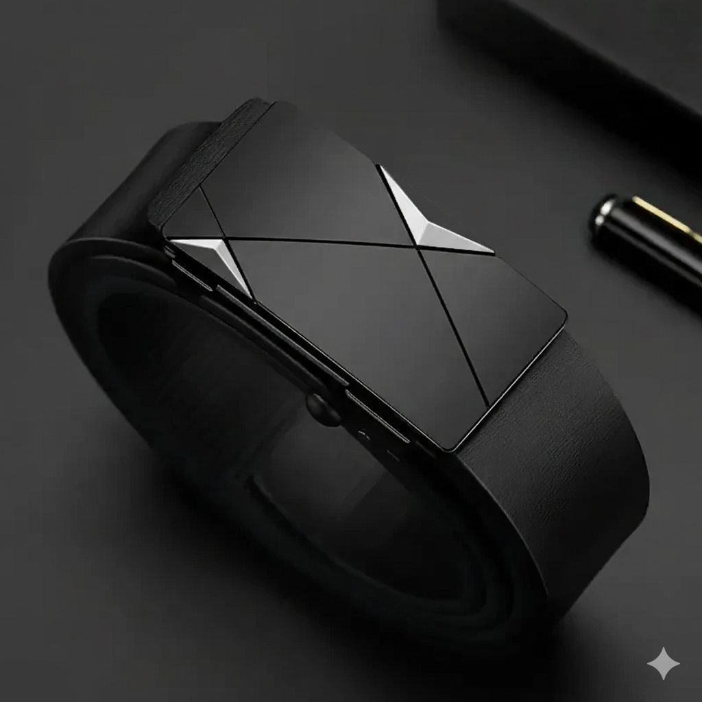 Cinto Masculino em Couro Genuíno com Fivela Automática