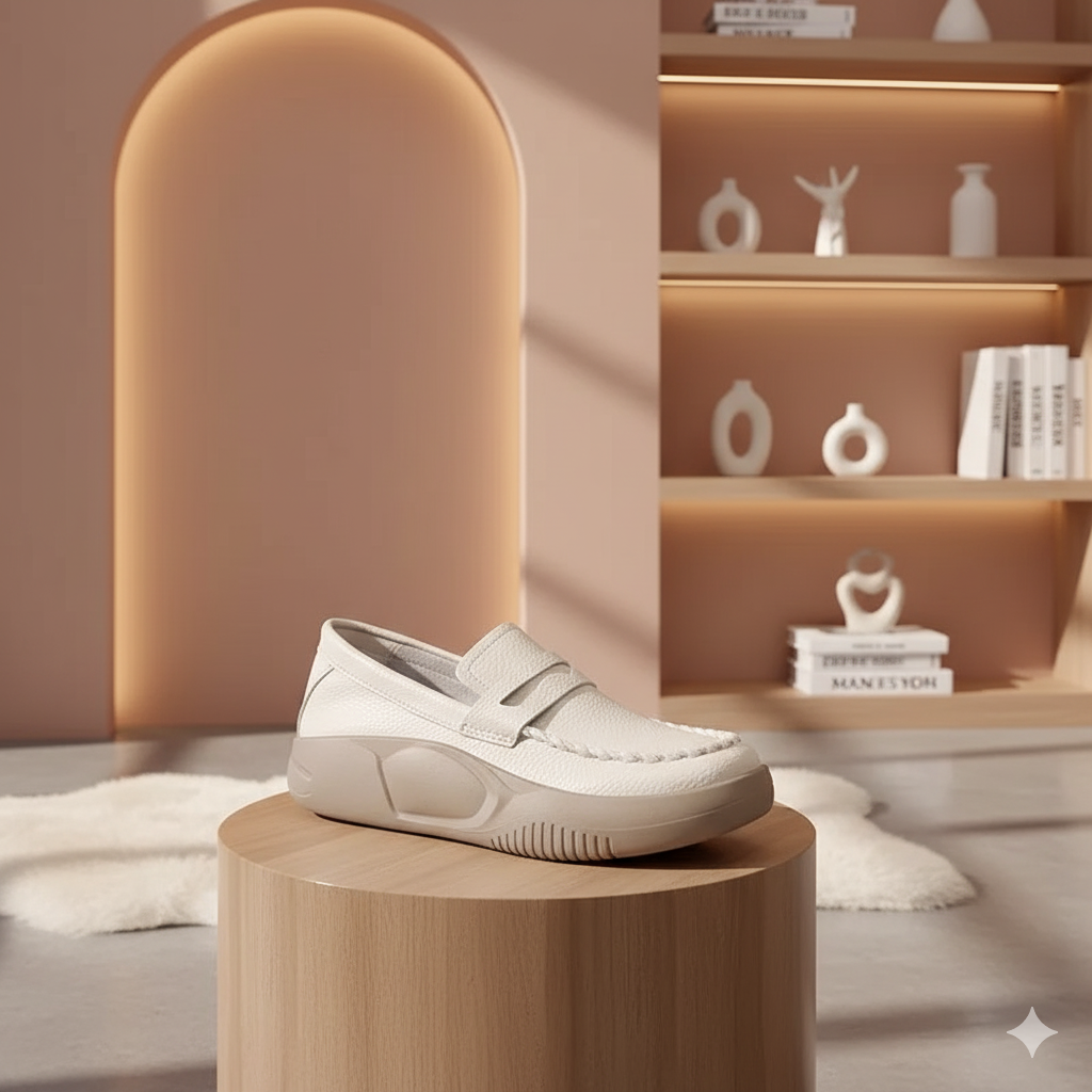 Mocassim Feminino em Couro Anatômico Premium.