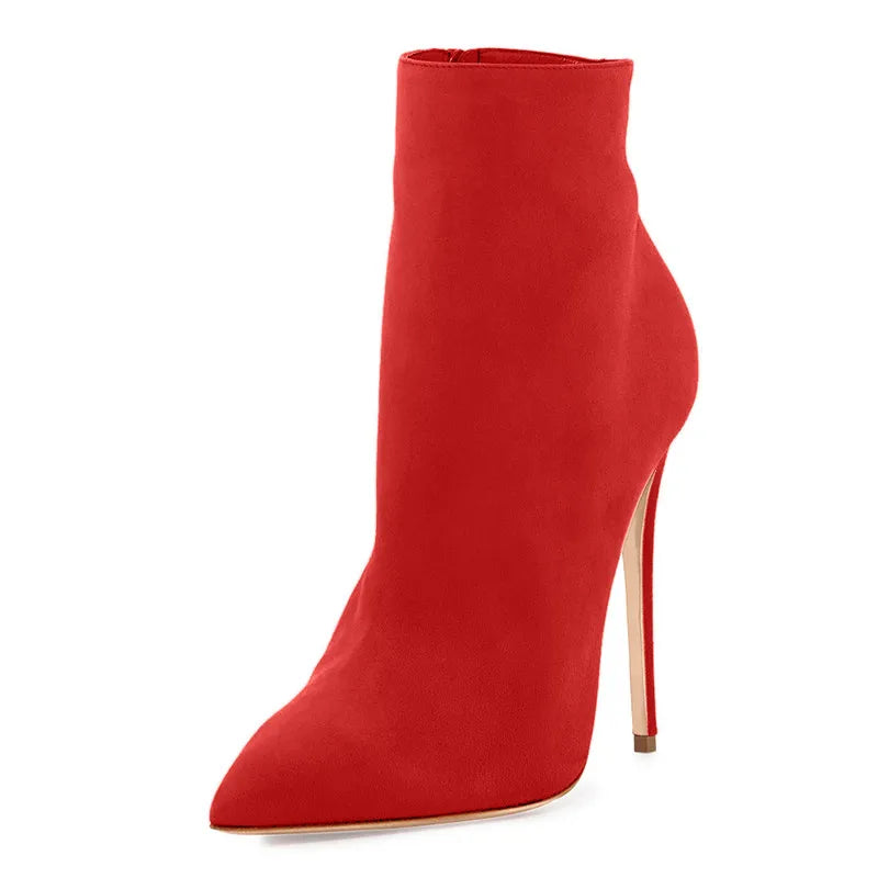 Botas Femininas de Salto Fino em Camurça Flocada