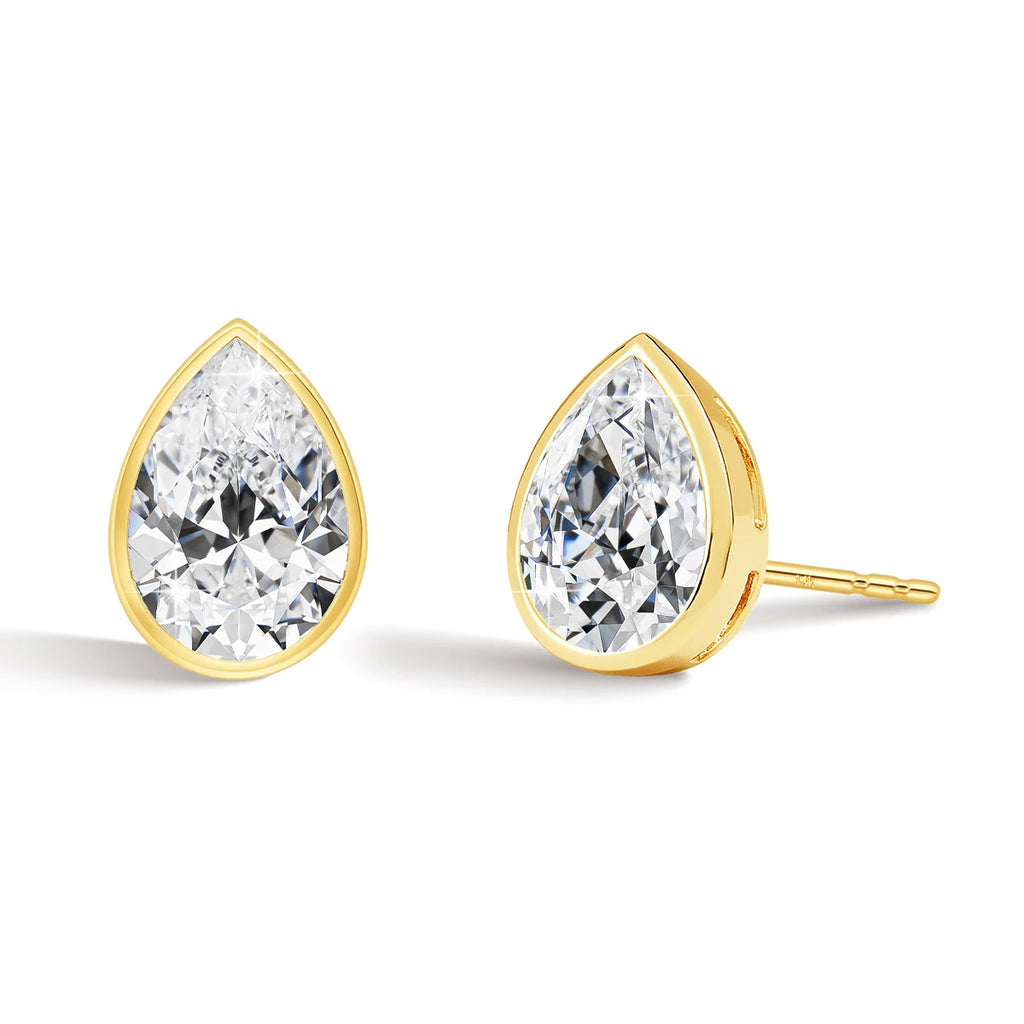 Brincos Femininos com Moissanite em Ouro 14K.