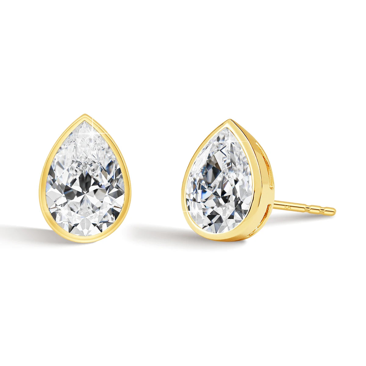 Brincos Femininos com Moissanite em Ouro 14K.