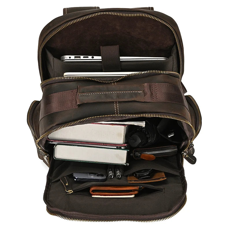 Mochila Masculina em Couro Legítimo com Design Robusto e Sofisticado