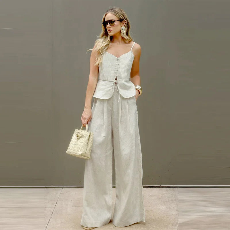 Conjunto Feminino Casual de Microfibra com Patchwork Artesanal.