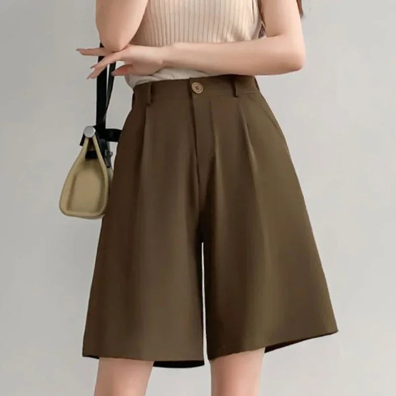 Shorts Feminino de Verão com Calça de Perna Larga.