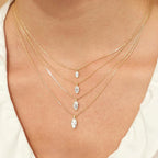 Colar Feminino com Pingente de Moissanite em Ouro 14K.