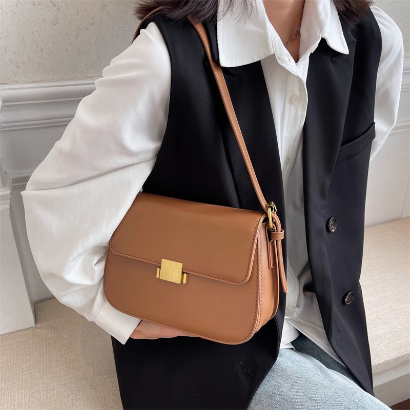 Bolsa Transversal Feminina em PU Rígido com Design Vintage Atemporal