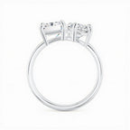 Anel Feminino de Moissanita com Lapidação Esmeralda e Pera em Prata 925 Banhado a Ouro