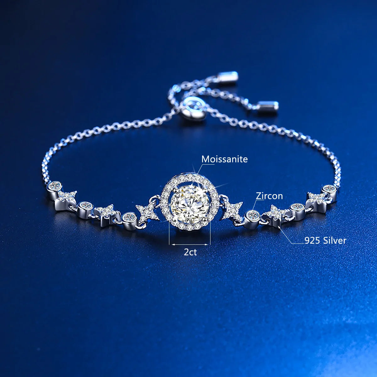 Pulseira Feminina em 100% Prata 925 com Moissanite.