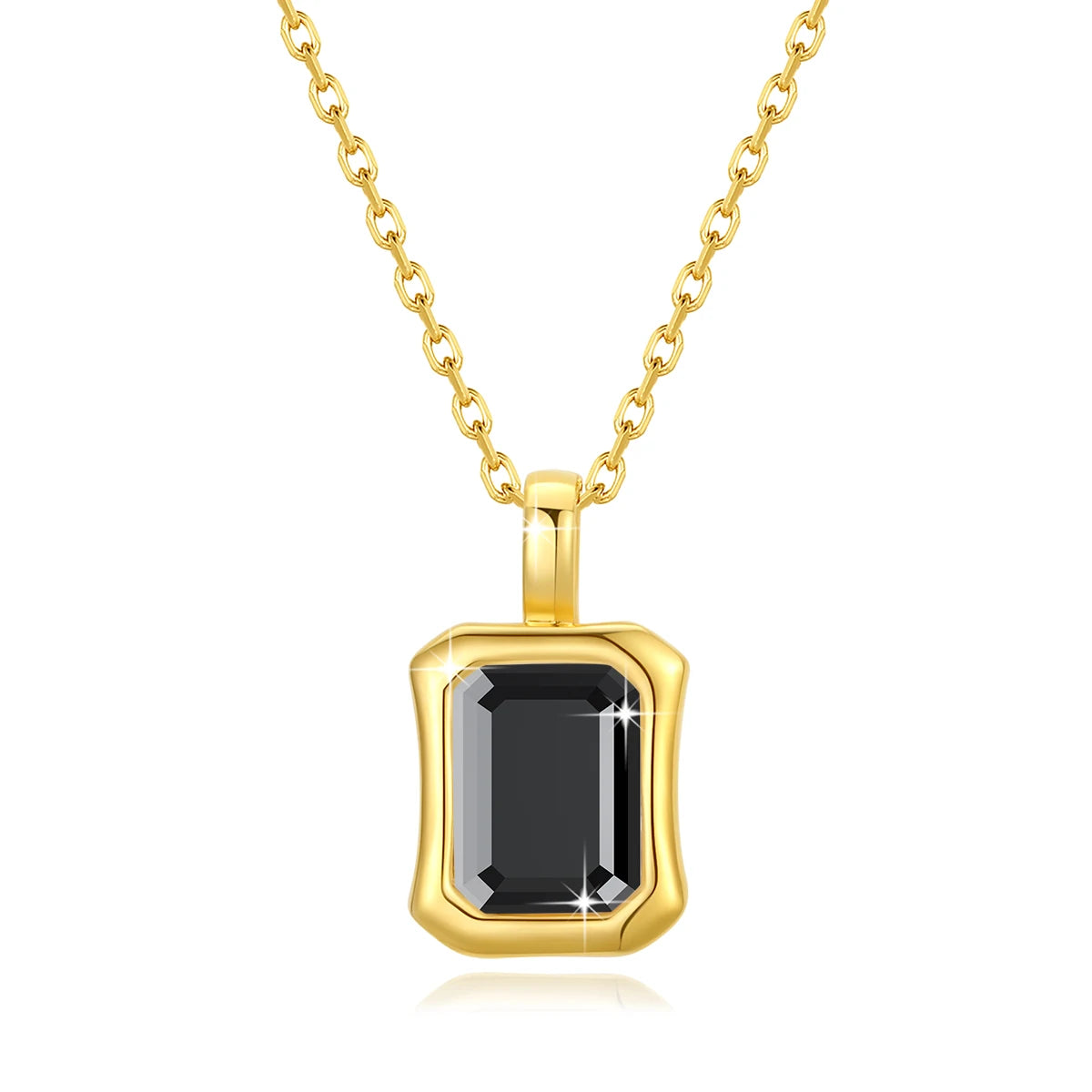 Garb Notturna di Smeraldo – Colar de Moissanite Negra em Ouro 14K com Lapidação Esmeralda.