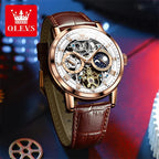 Garb Orologio Imperiale – Relógio Mecânico Masculino Automático Esqueleto em Couro Legítimo e Aço Inoxidável