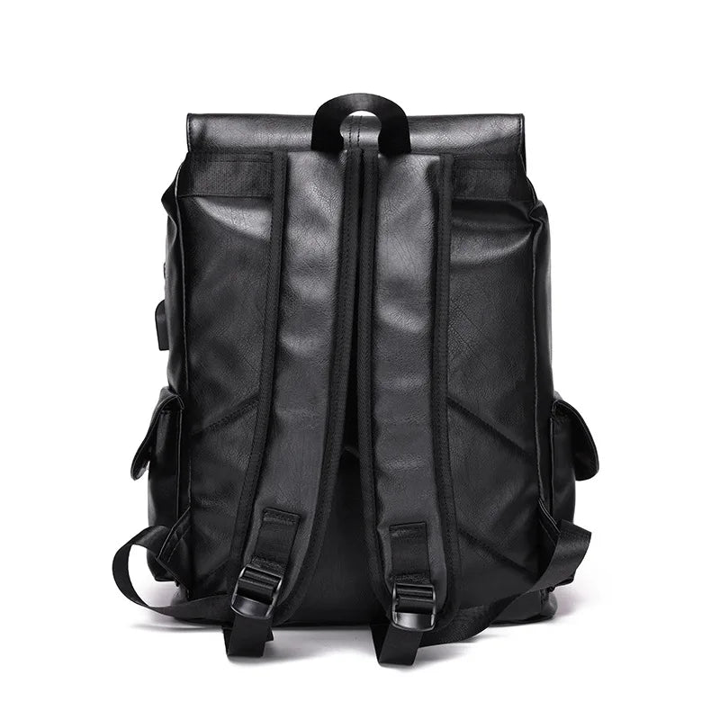 Mochila Masculina Softback em Couro PU Estilo Preppy.