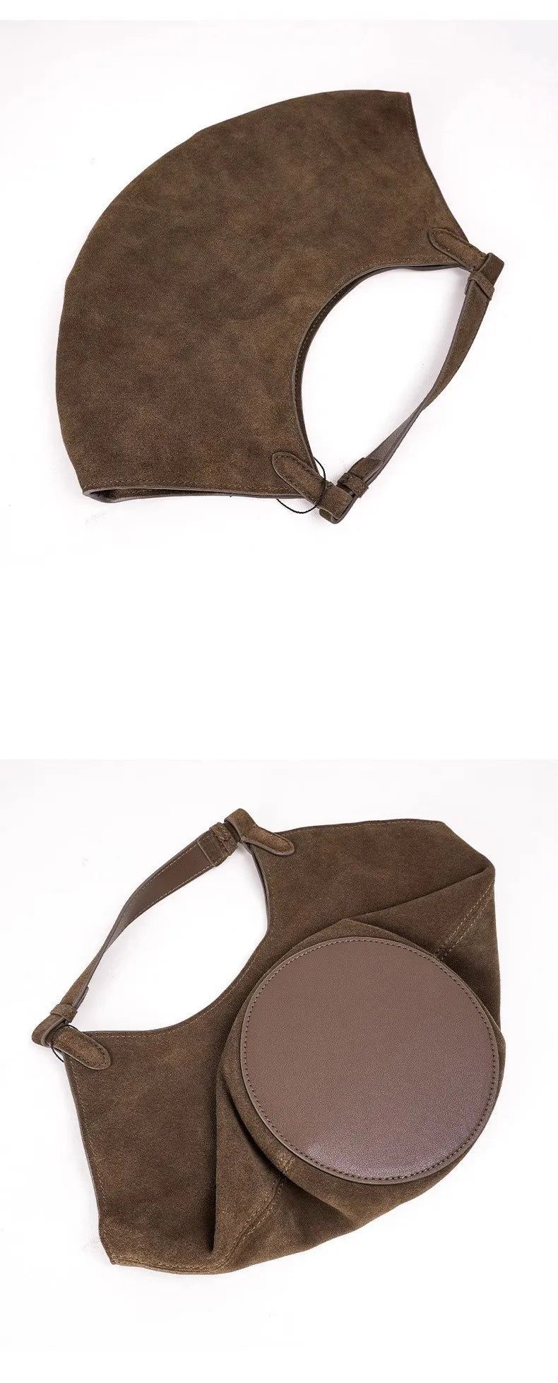 Bolsa Feminina em Camurça e Couro com Acabamento Sofisticado.