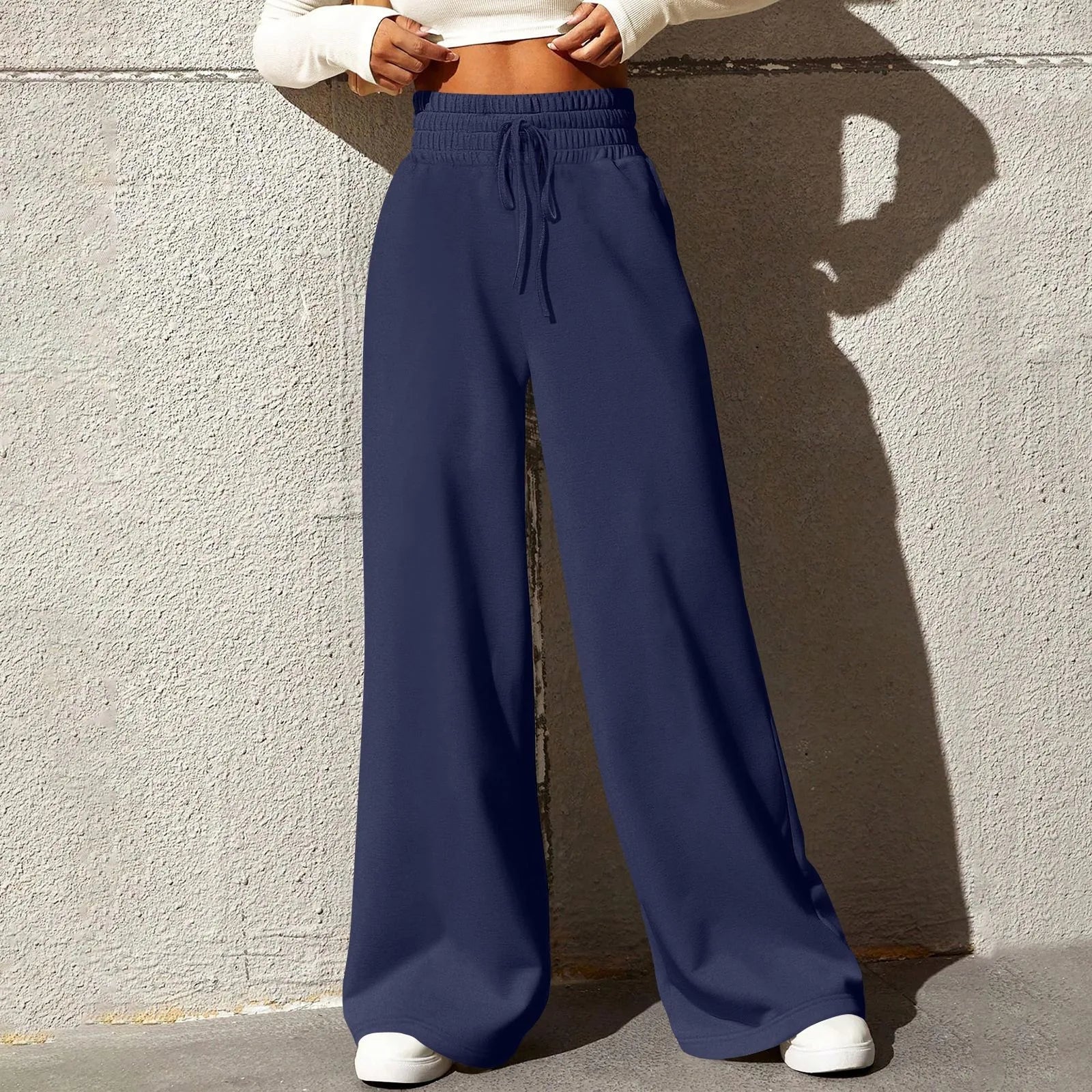 Calça Jogger Feminina de Perna Larga em Malha Premium