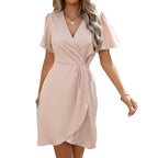 Vestido Plissado de Verão Ajustado à Cintura