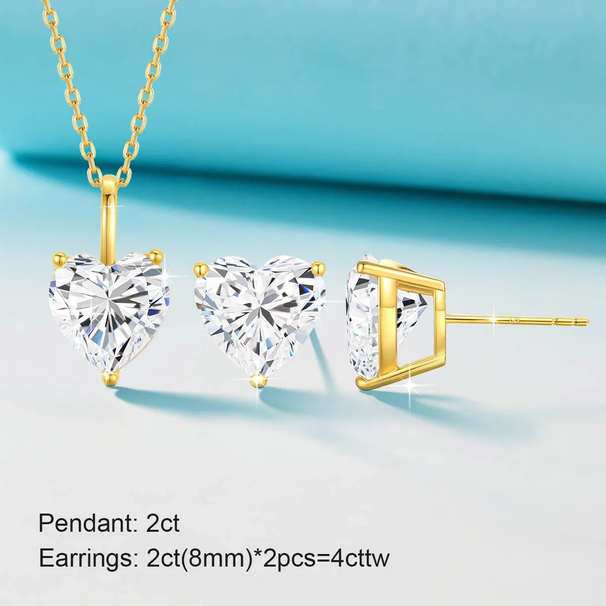 Brincos de Moissanite em Ouro 14K com Lapidação Coração.