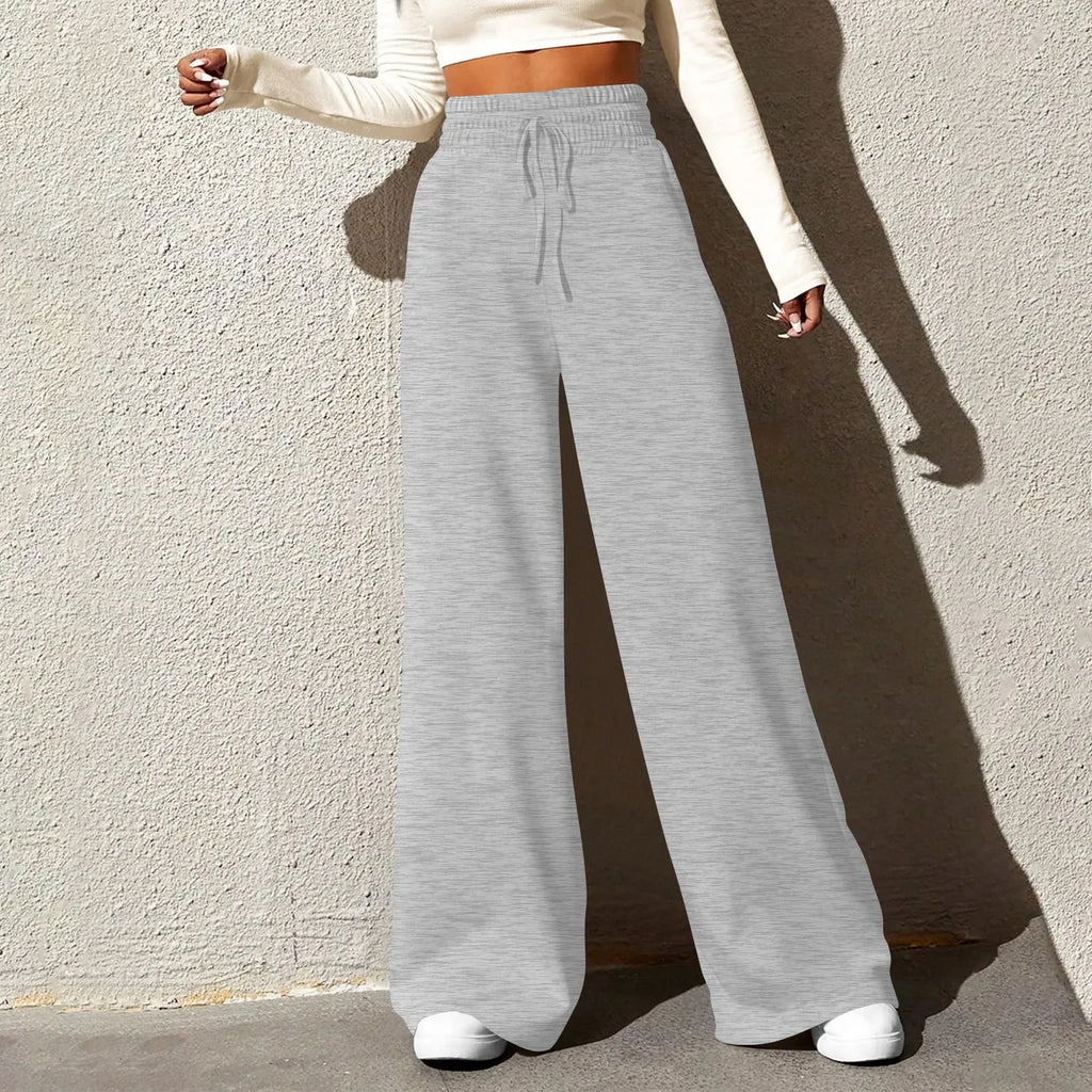 Calça Jogger Feminina de Perna Larga em Malha Premium