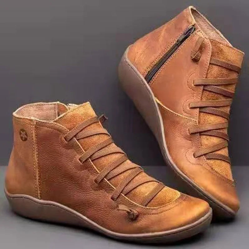 Garb Inverno Romano – Botas Femininas Chelsea em Couro Genuíno com Pelo e Cadarço.