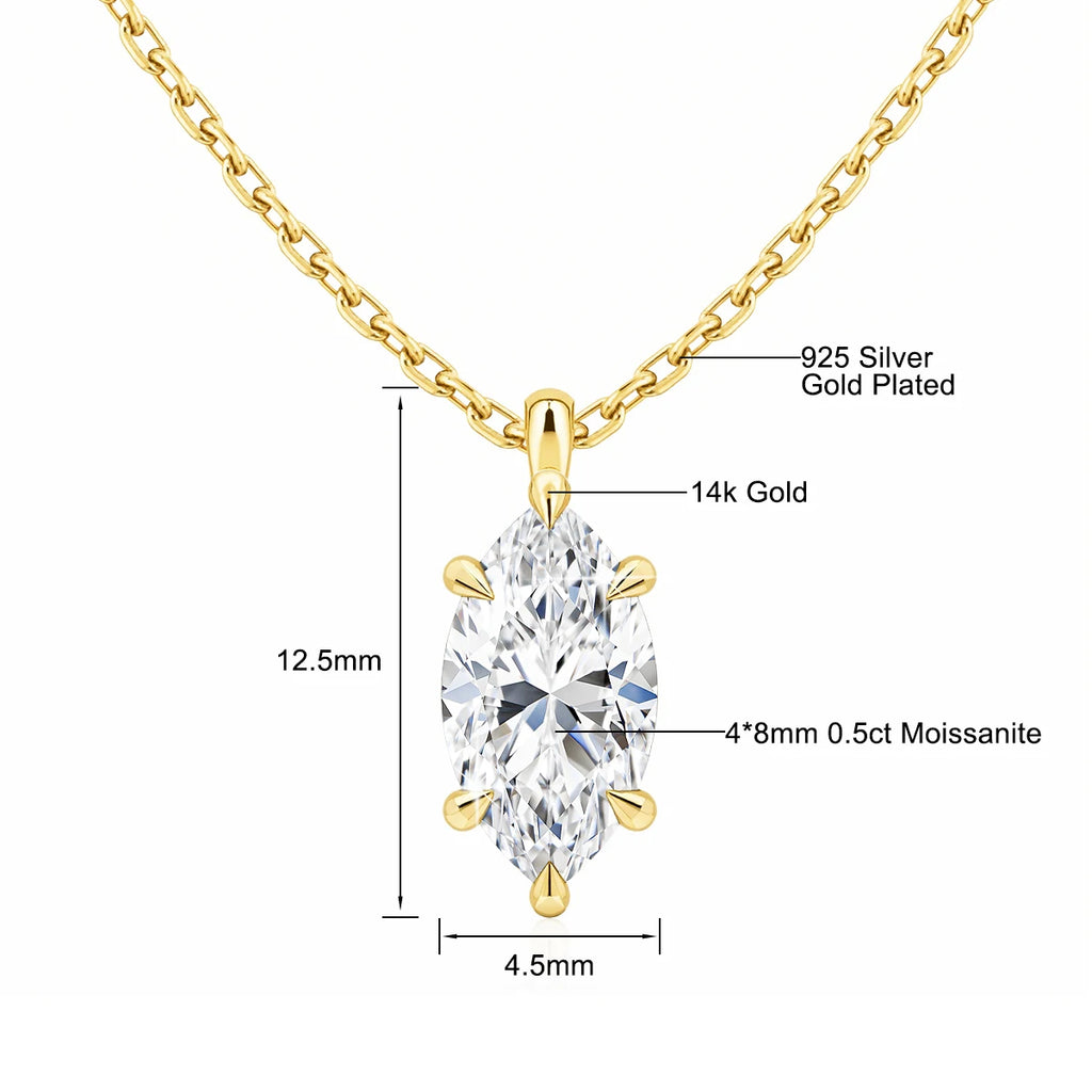 Colar Feminino com Pingente de Moissanite em Ouro 14K.