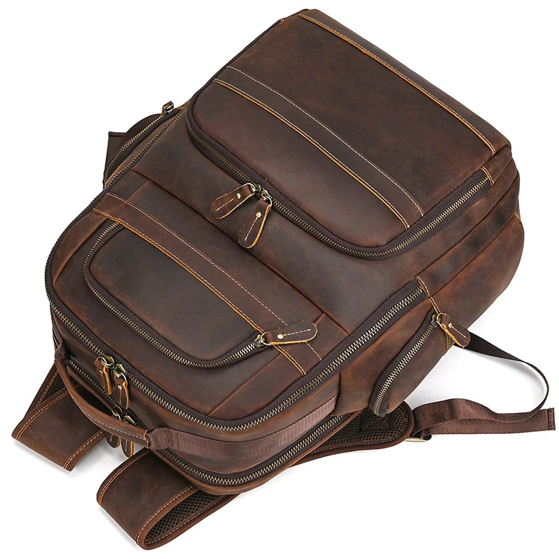 Mochila Masculina em Couro Legítimo com Design Robusto e Sofisticado