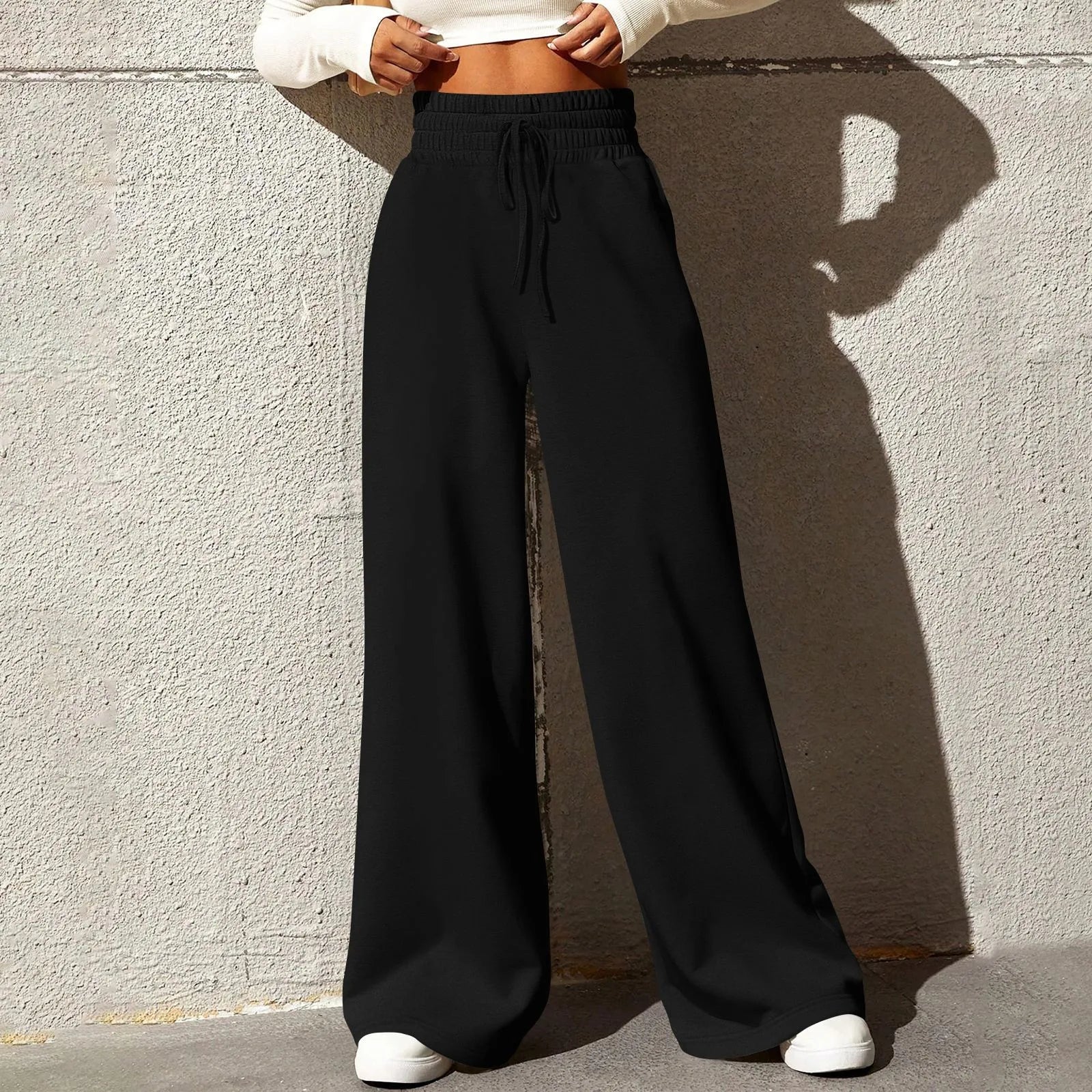 Calça Jogger Feminina de Perna Larga em Malha Premium