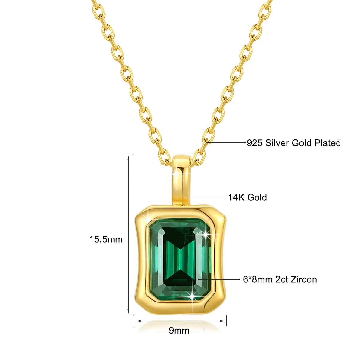 Garb Notturna di Smeraldo – Colar de Moissanite Negra em Ouro 14K com Lapidação Esmeralda.