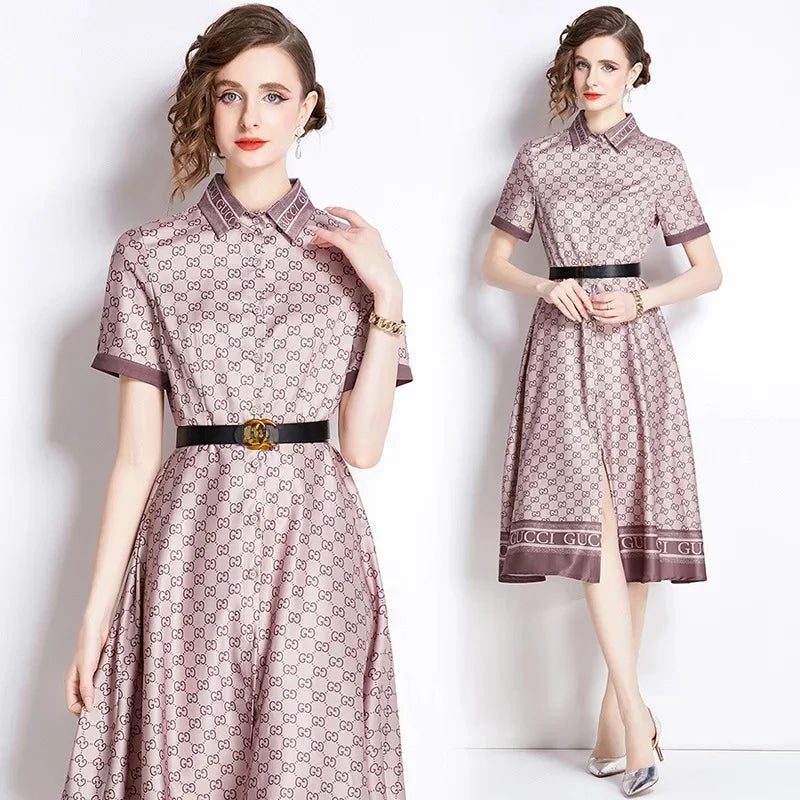 Abito Estrella – Vestido Feminino Midi Estampado com Cinto.