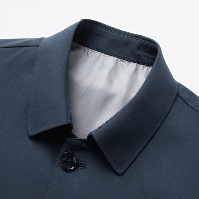 Jaqueta Masculina com Lapela de Botões em Poliéster Premium.