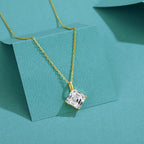 Colar Feminino com Pingente de Moissanite Asscher em Ouro 14K