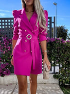 Vestido Feminino Slim com Manga Longa e Cinto.